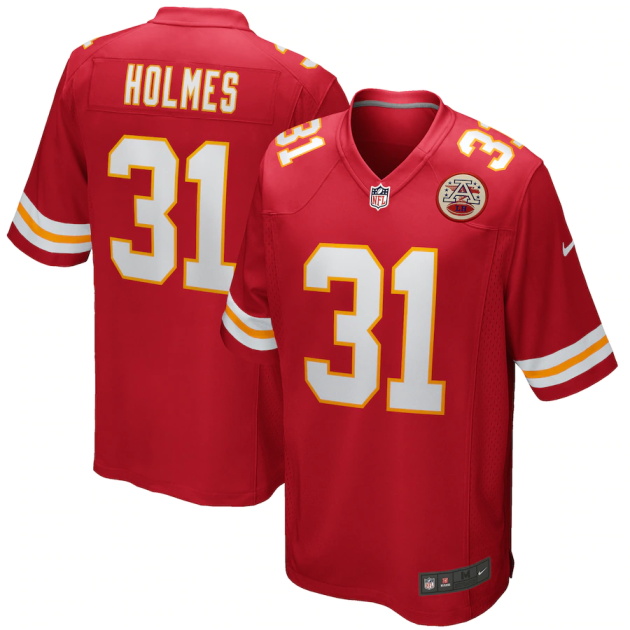 mens nike priest holmes red kansas city chiefs game retired player jersey
